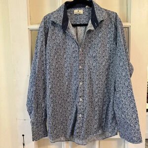 Southern Pines Long‎ Sleeve Shirt Blue & White Floral Pattern SZ XXL